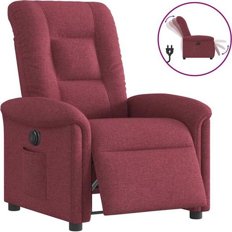 Fauteuil inclinable électrique, tissu bordeaux (1/5)