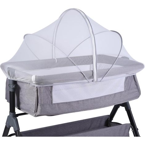Moustiquaire berceau bébé nylon blanc pliable 55x100cm avec fermeture éclair, protection insecte chat poussette (1/5)