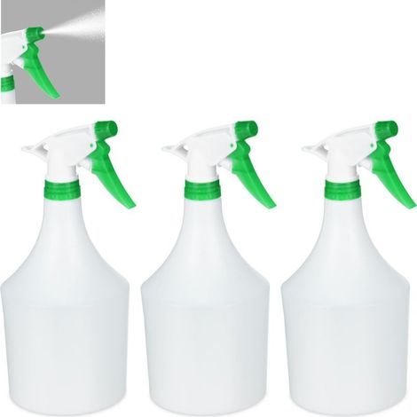 Relaxdays Vaporisateur 1 L, Lot de 3, Plantes, Spray, Fleurs, Jardinage, Brumisateur, Graduation, Arrosage, blanc-vert (1/5)