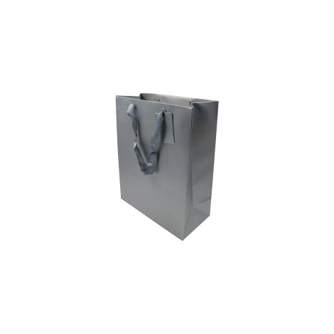12 buste regalo shopper in carta colore argento 26x12,5x32 h con manico in nastrino busta shopper (1/2)