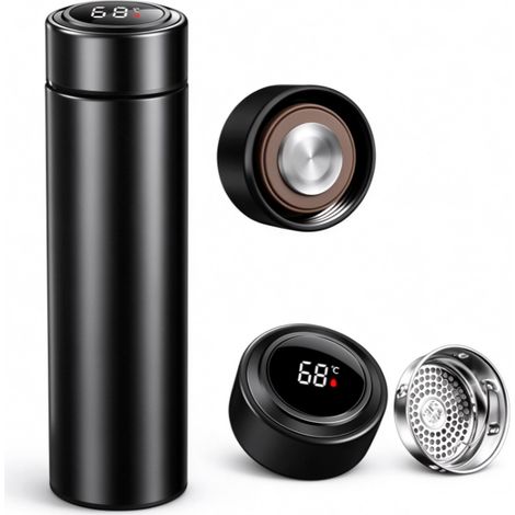 Tasse chauffante tactile LED 500 ml, bouilloire portable à double paroi en acier inoxydable, maintient les boissons chaudes pendant 12 heures et froides pendant 24 heures. (1/5)