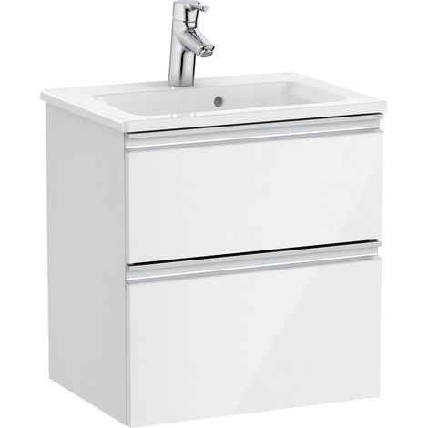 Pack Unik mueble base compacto de 2 cajones + lavabo THE GAP - ROCA Color: Blanco brillo - Medidas: 505x380x537 mm (1/3)