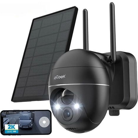 Caméra de Surveillance Extérieure WiFi Solaire 5MP, PTZ 360°, Batterie Rechargeable, Détection PIR, Vision Nocturne, WiFi 2,4 GHz, Caméra Sans Fil (1/5)