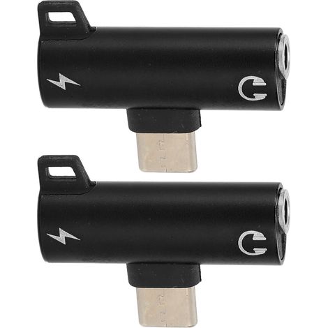 Adaptateur USB-C vers Jack 3,5mm Double Charge et Audio, Compatible Téléphone et Casque, ABS Durable, Noir