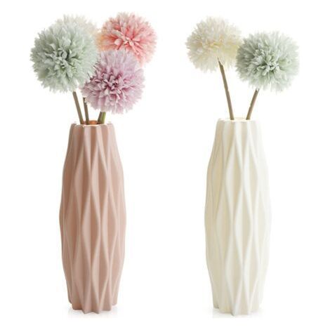 Plastic Vases, Home Decoration, 2 Piece Imitation Ceramic Flower Pot, Nordic Dried Flower Vases, Lightweight and Easy to Carry Vases Perfect for Office (1/4)