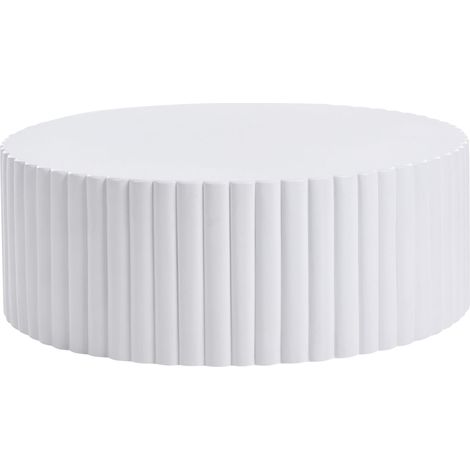 Accent Coffee Table White Effect MgO Fiberglass ø 117 cm Round Top UV Stain Rust Water Wind Resistant Modern Outdoor Living Room POZZA