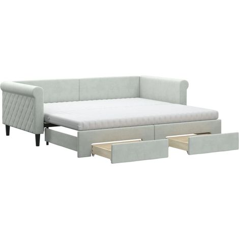 Maison Exclusive - Divano Letto Estraibile Cassetti Grigio Chiaro 90x190cm Velluto