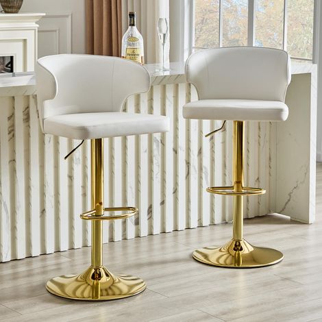 Lot de 2 tabourets de bar avec dossier réglables en hauteur, pivotants à 360°, pour cuisine et comptoir (1/5)