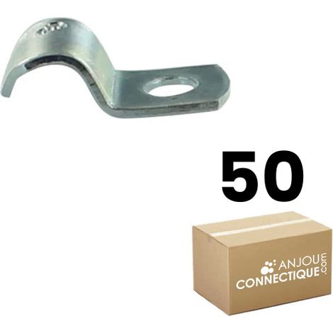 Boîte de 50 attaches métalliques perforées Ø8 pour câble, gaine ICTA, fourreaux, cuivre, tuyau flexible et rigide - Ram