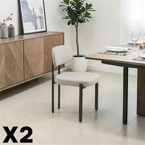 Chaise de salle à manger gris clair à double montant (lot de 2) BERLIN (1/5)