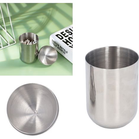 Elegante und wasserdichte Aufbewahrungsbox für Wattestäbchen – Wattestäbchenhalter aus Edelstahl 304 mit staubdichtem Deckel (14 cm) für die Aufbewahrung in Bad und Haushalt. (1/5)