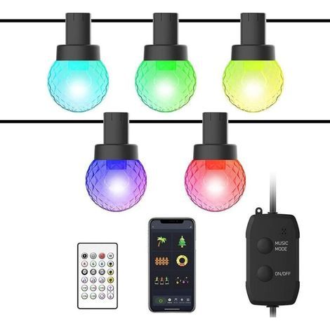 Weihnachtslichterkette, mehrfarbige LED-Lichterkette mit App-gesteuerter Fernbedienung, Musiksynchronisation/Timer-Funktion für Hochzeiten und Weihnachten (1/5)