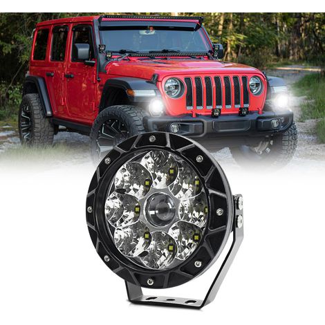 Lampe de travail LED 6000K 140W 5 pouces, feux de conduite ronds pour voiture, Spot étanche IP68 pour camions, motos, SUV, VTT, bateaux, blanc.