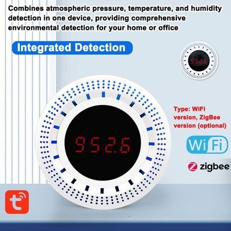 Intelligenter WLAN-Luftdrucksensor mit Temperatur- und Feuchtigkeitserkennung. Integriertes Hausautomatisierungsgerät. (1/4)