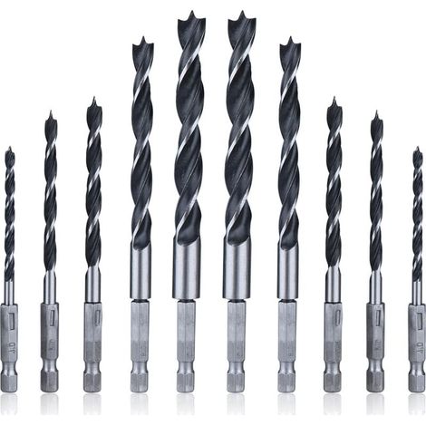 2 Jeux 5pcs Forets à Bois Hélicodaux en HSS de 6.35mm Tige Hexagonale Mèche à Bois 4 mm/ 5 mm/ 6 mm/ 8 mm/ 10 mm Foret Fraise à Torsion pour Perage de Métal Plastique Bois (1/5)