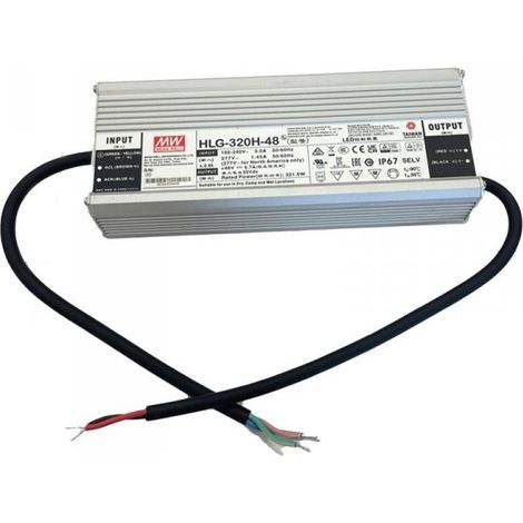 MW MEAN WELL HLG-320H-48 Alimentatore Led Driver CV CC IP67 320W 48V 6,7A Input 220V e 110V