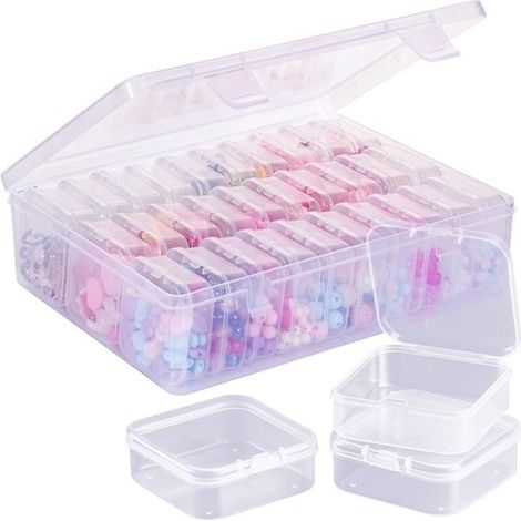 Scatola portaoggetti per perline (trasparente), una grande scatola trasparente con 30 piccoli contenitori in plastica trasparente, scatola (1/5)