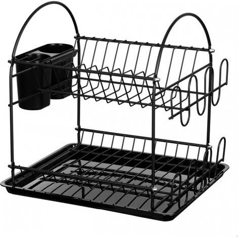 Mini scolapiatti a due livelli con gocciolatoio, nero 2301 (1/2)