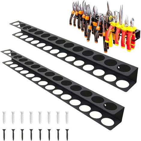 Schraubendreher-Organizer, 2-teiliger Wandschraubendreherhalter, Schraubendreher-Ablage für Werkstätten, Schraubendreher- und Zangenhalter für die Garage (Schwarz) (1/5)
