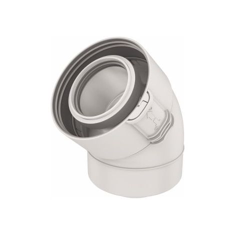 Ubbink – Coude Rolux 80/125 à 45° – Raccord fumisterie en polypropylène et PVC – Évacuation horizontale gaz brûlés