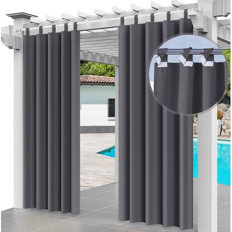 2 Rideau Extérieur Imperméable 220x155cm Protection UV Pare-Vent Polyester Pour Pergola Jardin Patio