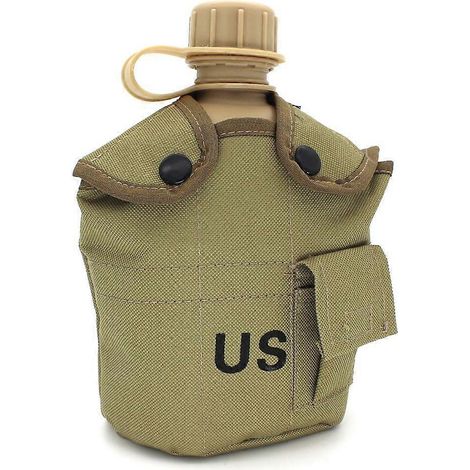 Tragbare Sport- und Outdoor-Wasserflasche aus HDPE mit großem Fassungsvermögen (1000 ml), faltbarer Becher (700 ml) und Tasche in Militärtarnmuster (WZ2217) (1/3)