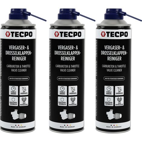 TECPO Vergaser- und Drosselklappenreiniger 3x 500ml Lösemittel AGR Ventil Reiniger Carburetor Cleaner Einspritzdüsen Düsenreiniger Ansaugreiniger