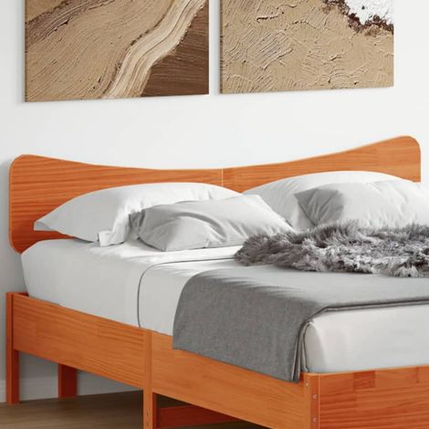 Tête de lit 150 cm en bois de pin massif, cire marron, avec pieds, 4.83kg - PANGIVO (1/5)