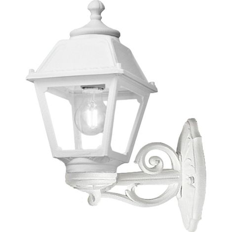 Applique esterno top light alba ap bi up e27 led ip55 resina