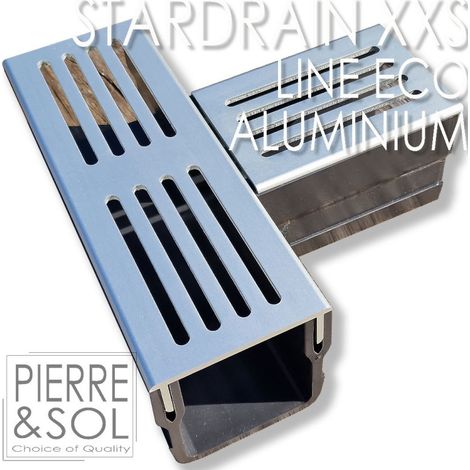 Caniveau XXS MINI L 6,5 cm Grille aluminium - StarDrain - LINE ECO - Pièce en T