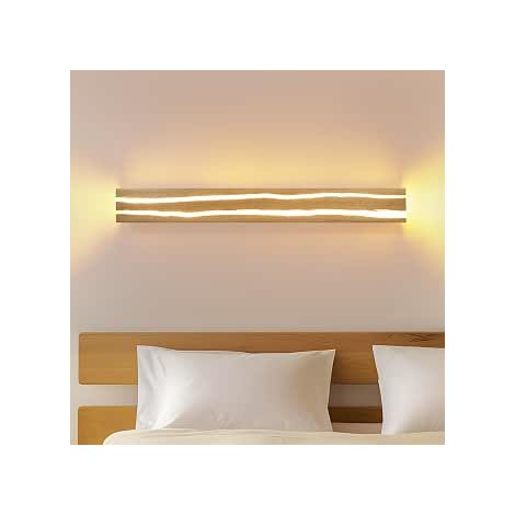 GBLY Lámpara de Pared LED Interior Madera 80 cm 13 W Blanco Cálido 3000 K Diseño Moderno Larga Luz Nocturna Para Sala Pasillo Dormitorio Restaurante Café