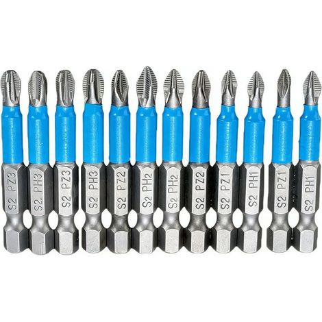 Magnetischer Schlagschrauber-Bit-Satz – 12-teiliges Set, elektrische Schraubendreher-Bits, Sechskantschaft-Bits (PZ1, PZ2, PZ3, PH1, PH2, PH3)