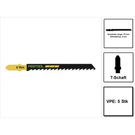 Festool – Lame de scie sauteuse 75mm – Acier HCS pour bois massif et panneaux – Denture alternée pour coupe rapide – Emballage sous blister