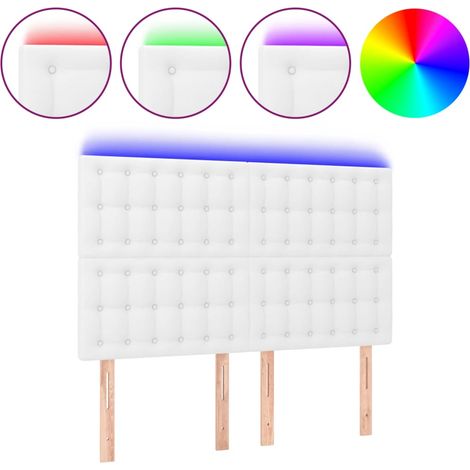 Tête de lit,Panneau décoratif à LED Blanc 144x5x118/128 cm Similicuir CFW1126460 (1/5)