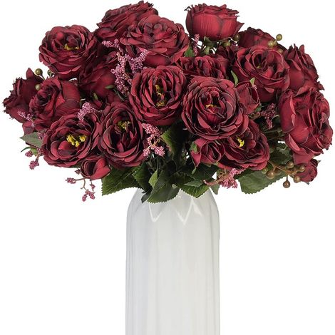 Pivoines Artificielles En Soie - Bouquet De Fleurs Faux Pour Décoration Intérieure - Lot De 4 (1/5)