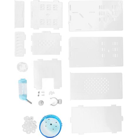 Cage transparente en acrylique pour hamster avec roue d'exercice silencieuse, idéale pour les petits hamsters. (1/5)