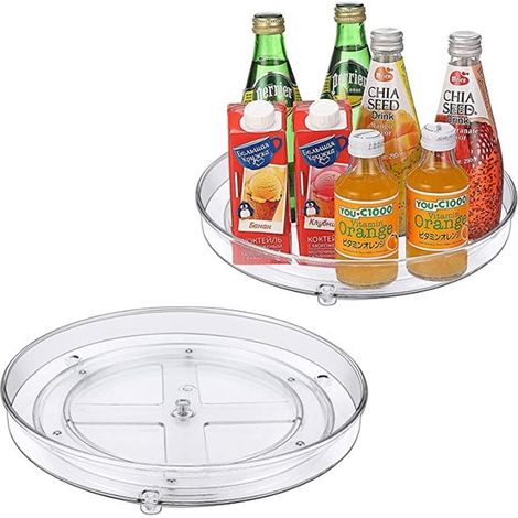 2 pièces - Plateaux tournants 27 cm et 23,5 cm - Organisateurs de cuisine et réfrigérateur - Plateau rotatif 360° - Rangement pratique (1/4)