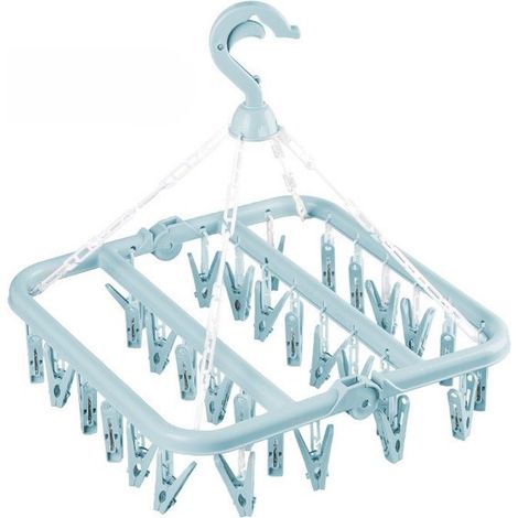 Perchero con 32 pinzas y soporte plegable para calcetines, ideal para colgar ropa y verduras. (1/5)