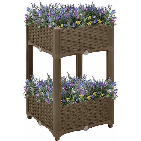 Jardinière Bac A Fleur Lit surélevé 40x40x71 cm Polypropylène 13917 (1/4)