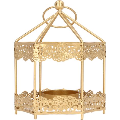 Lanterne à bougie en métal hexagonal, style nordique, fer robuste, suspension pour maison, bureau, hôtel, décoration intérieure, lampion suspendu. (1/5)