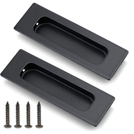 Poignée Porte Coulissante - Acier Inoxydable - Encastrée - Noir - Lot De 2 (1/4)