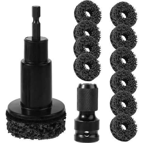 Nettoyage Moyeu de Roue Kit, Brosse Nettoyage Moyeux Set avec Tête de Meulage Adaptateur et Tampons pour Polissage des Jantes Compatible avec Perceuse Électrique et Clé à Chocs 12,7mm (1/5)