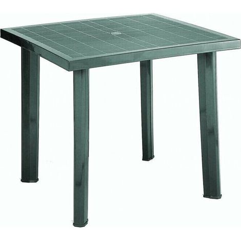 TrAdE Shop Traesio - Tavolo In Plastica Da Giardino Tavola Quadrata Verde 80x75xh72cm Resistente 020353 - (1/4)