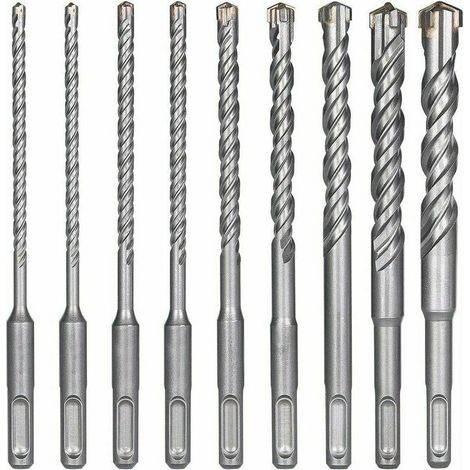 Betonbohrer, 9 Stück (5 mm 16 x 160 mm), elektrischer Schlagbohrer für Hammerbohrer, Kreuzbohrer für Ziegel, Stein, Natur, Metall FLITI (1/4)