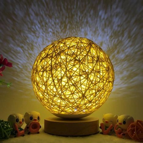 Lampe De Chevet - LED - Abat-jour Tissé À La Main En Bois - Pour Chambre Salon Bureau - 1 Pièce (1/4)