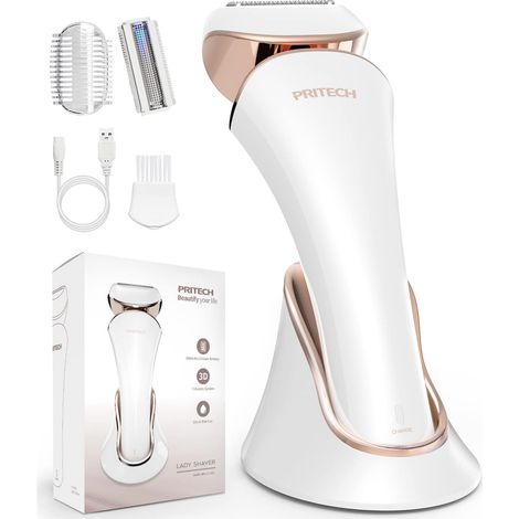 Rasoir électrique pour femme - Sans douleur - Rechargeable - Pour épilation des jambes et des aisselles - Sans fil (Or) (1/5)