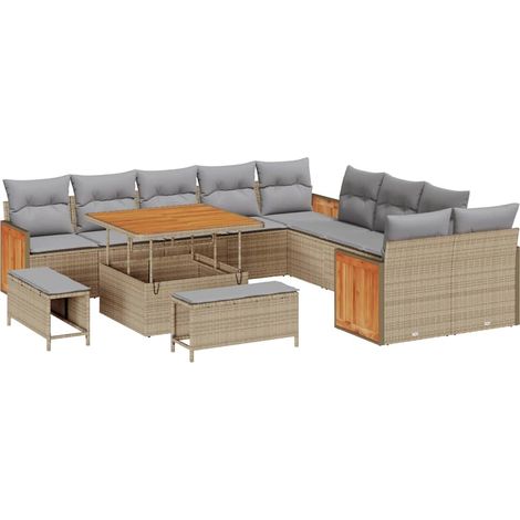 Maison Exclusive - Gartensofa-set mit Kissen 17 pcs Beige und Hel