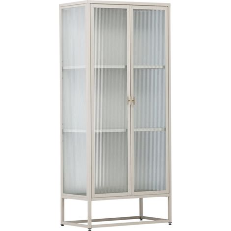 Vitrine 2 Portes Design "Garis" 160cm Beige (1/5)