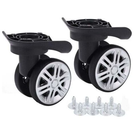 Pair SNQ – Roues de valise silencieuses à double rangée – Roulettes pivotantes en PP+PET – Installation facile avec vis – Pour bagages A19 (1/5)