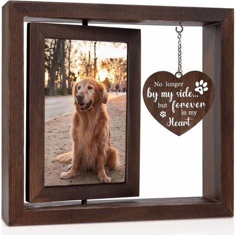 Gedenkgeschenke für Haustiere (Hunde und Katzen) Drehbarer Holzbilderrahmen für Fotos im Format 10 x 15 cm Gedenkgeschenke für Hunde beim Verlust (1/5)